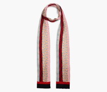 Crochet-knit cotton-blend scarf
