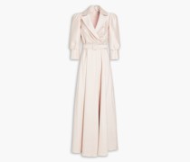 Robe aus Faille mit Wickeleffekt und Falten