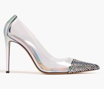 Raquel 105 Pumps aus Leder und holografischem PVC mit Verzierung