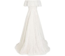 Imelda schulterfreies Brautkleid aus Chantilly-Spitze mit Verzierung