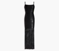 Robe aus beschichteter Bandage mit Fransen S