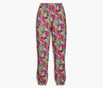 Crete floral-print cotton-fleece track pants