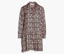 Hemdkleid inMinilänge aus Seiden-Twill mit floralem Print