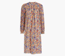 Paolina gerafftes Kleid aus Baumwoll-Voile mit floralem Print