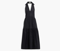 Halo Neckholder-Maxikleid aus Baumwollpopeline mit Raffung