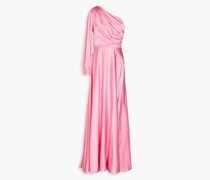 Drapierte Robe aus Satin mit asymmetrischer Schulterpartie