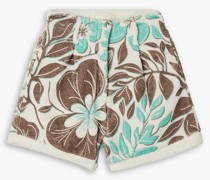 Shorts aus Baumwollfrottee mit floralem Print