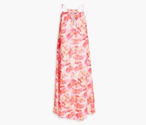 Slip Dress inMaxilänge aus Leinen mit Blumenprint