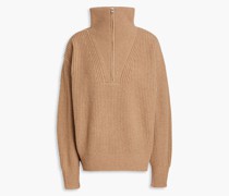 Hester melierter Pullover aus Kaschmir mit halblangem Reißverschluss M