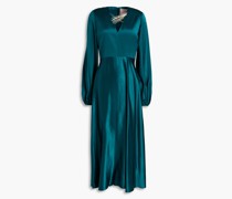 Midikleid aus Seidensatin mit Verzierung