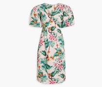 Kleid aus Baumwoll-Jacquard mit floralem Print