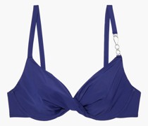 Goldfarbenes Bikini-Oberteil mit Verzierung und Twist-Detail an der Vorderseite