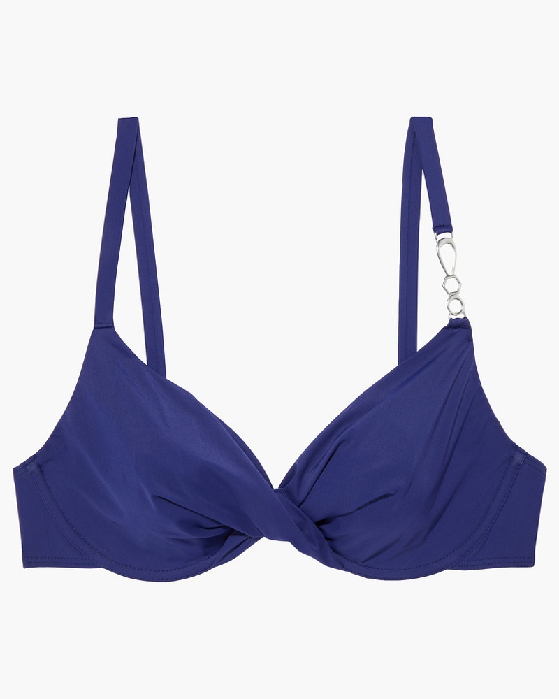 Simone Pérèle Damen Goldfarbenes Bikini-Oberteil mit Verzierung und Twist-Detail an der Vorderseite
