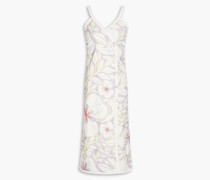 Midi-Wickelkleid aus Baumwollfrottee mit floralem Print S