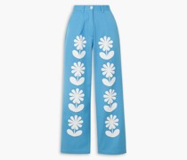 Zena hoch sitzende Schlagjeans mit floralem Print