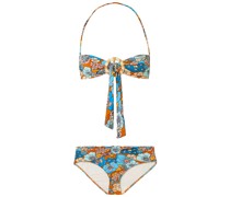 Linda Bandeau-Bikini mit floralem Print und Knotendetail