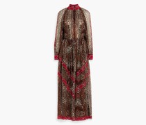Bedrucktes Maxikleid aus Seidenchiffon mit Verzierung