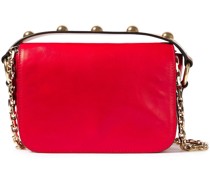 Studded two-tone leather shoulder bag