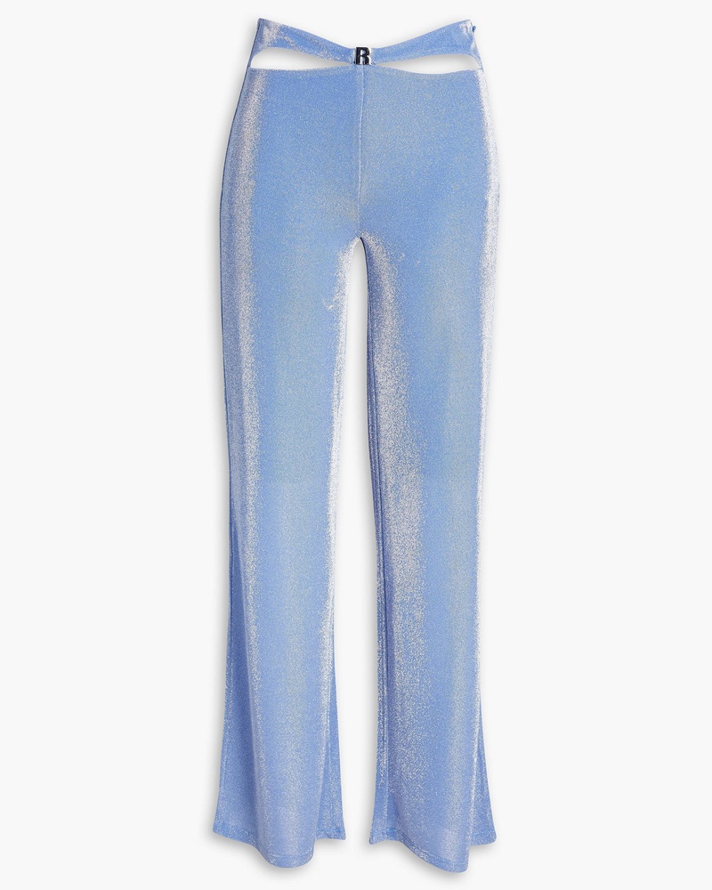 ROTATE Birger Christensen Damen Adora Hose mit weitem Bein aus Stretch-Jersey mit Metallic-Effekt