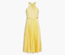 Plissiertes Midikleid aus gehämmertem Satin