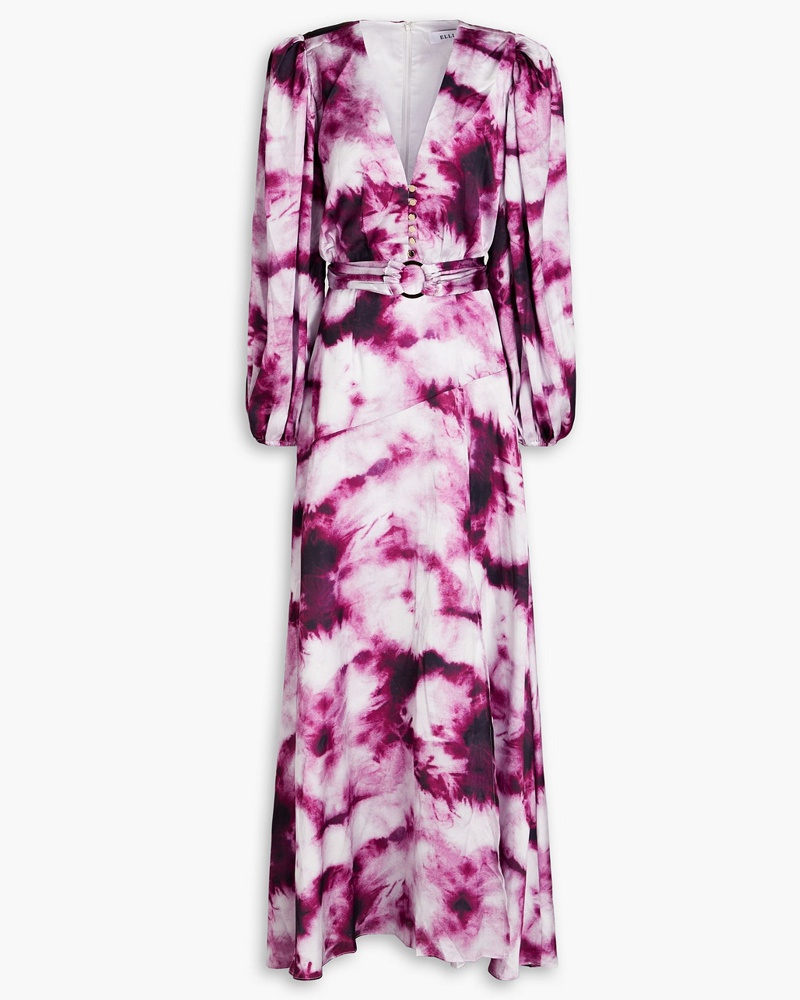 ELLIATT Damen Ivanna Maxikleid aus Satin mit Batikmuster und Gürtel S