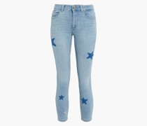Florence halbhohe Cropped Skinny Jeans mit Print und Applikationen