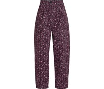 Cropped Karottenhose aus Twill aus einer Baumwollmischung mit floralem Print