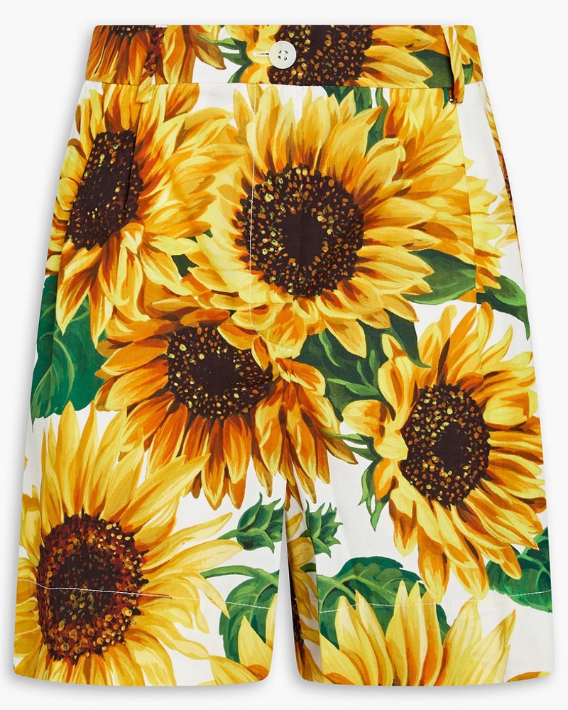 Dolce & Gabbana Damen Shorts aus Baumwollpopeline mit floralem Print