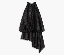 Asymmetrisches Minikleid aus Lamé mit Raffung