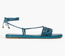 Basketweave Espadrille-Sandalen aus Leder