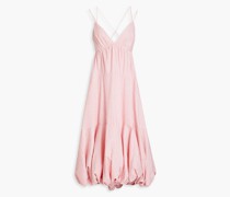 Sofia gerafftes Midikleid aus Jacquard mit Streifen