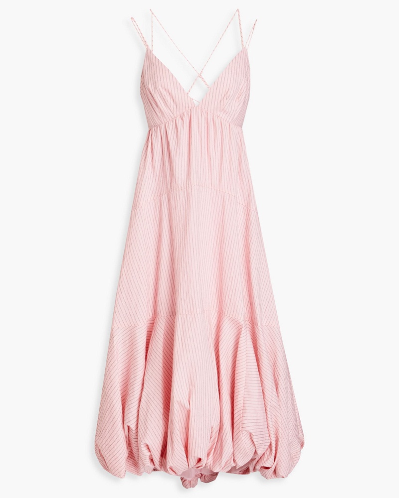 Cinq à Sept Damen Sofia gerafftes Midikleid aus Jacquard mit Streifen