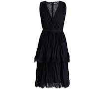 Kleid aus Crêpe mit Falten und Spitzeneinsätzen