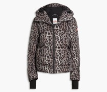 Gesteppte Skijacke mit Leopardenprint und Kapuze 3