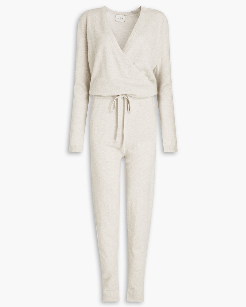 Le Kasha 1918 Damen Meierter Jumpsuit aus Kaschmir mit Wickeeffekt