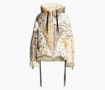 Oversized-Daunenjacke aus gestepptem Shell mit Paisley-Print und Kapuze