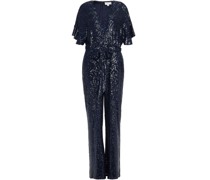 Jumpsuit aus Mesh mit Pailletten und Gürtel