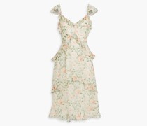 Kleid aus Chiffon mit floralem Print und Rüschen