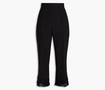 Kick-flare-Hose aus Woll-Crêpe mit Fransen