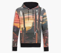 Hoodie au Baumwollfrottee inDitreed-Optik mit Print