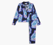 Pyjama aus Satin aus einer Seidenmischung mit Print