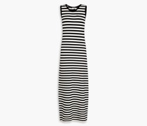 Gestreiftes Maxikleid aus einer Baumwollmischung mit Logostickerei