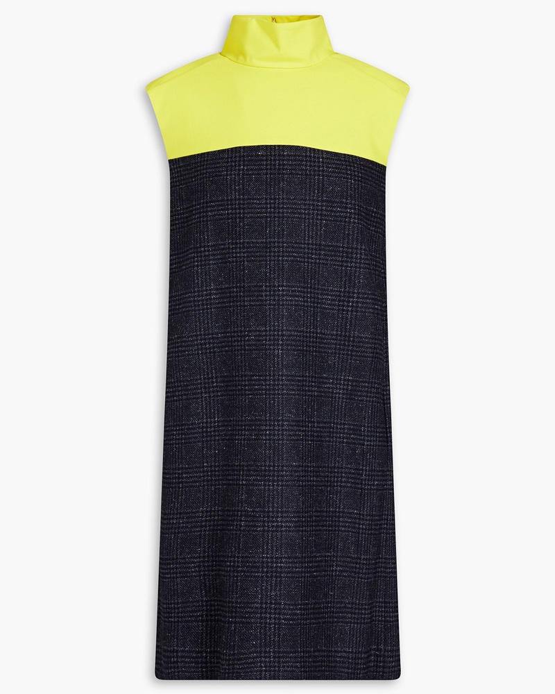 Nina Ricci Damen Minikleid aus Tweed mit Glencheck-Muster und Twill-Einsatz