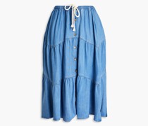 Rock aus Chambray mit Raffung