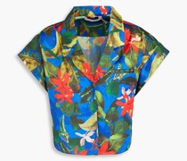 Alice OliviaMilano Cropped Hemd aus Satin mit floralem Print