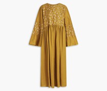 Kaftan aus Leinen mit Metallic-Effekt und Stickereien