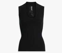 Geripptes Tanktop aus einer Seiden-Kaschmirmischung