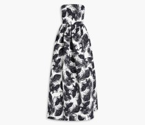 Trägerlose Robe aus Faille mit Print