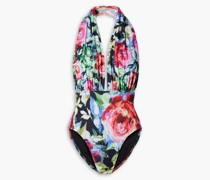 Mio Neckholder-Badeanzug mit floralem Print