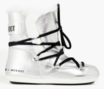 Schneestiefel aus -Leder mit Shearling-Besatz und Logoprint
